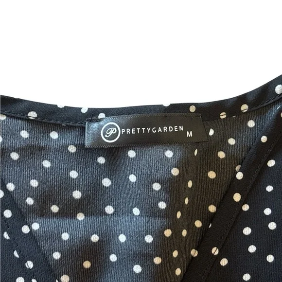 Blue High-Low Wrap Sundress with Flutter Sleeves - Picture 6 of 7